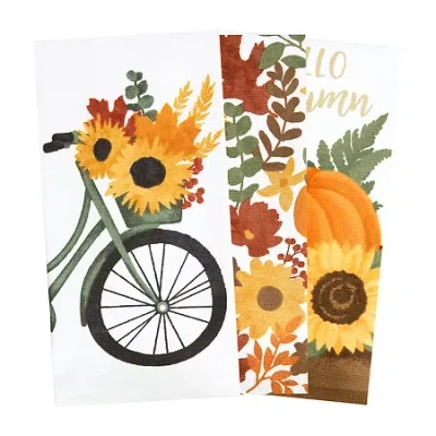 Ritz Sunflower Bike 3-pc. Kitchen Towel Set In White