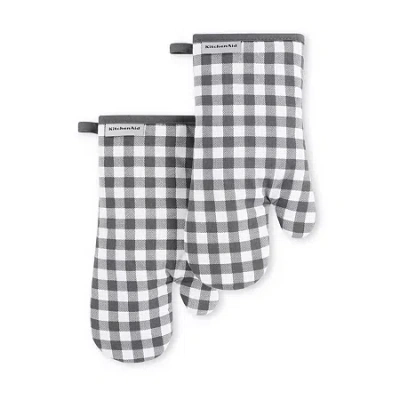 Kitchenaid Gingham 2-pc. Oven Mitt Set In Gray