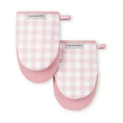 Kitchenaid Gingham Mini 2-pc. Oven Mitt Set In Pink