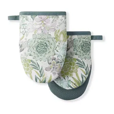 Martha Stewart Succulent Mini 2-pc. Oven Mitt Set In Green