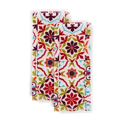 Fiesta Worn Tiles 2-pc. Kitchen Towel Set In Red
