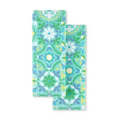 Fiesta Worn Tiles 2-pc. Kitchen Towel Set In Blue