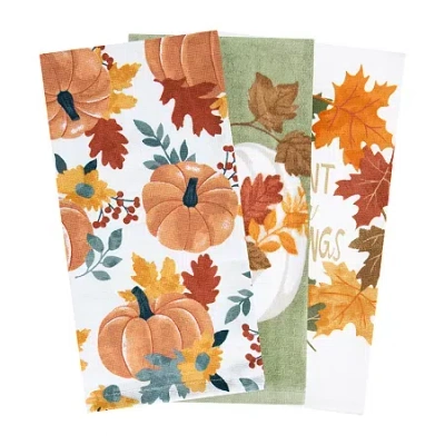 Ritz Traditional Leaves 3-pc. Kitchen Towel Set In Green