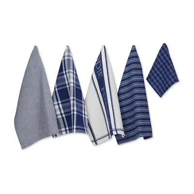 Design Imports Asst Foodie 5-pc. Towel + Dish Cloth Set In Blue