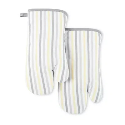 Martha Stewart Daisy Stripe 2-pc. Oven Mitt Set In Gray