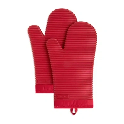 Kitchenaid Ribbed Silicone 2-pc. Oven Mitt Set In Red