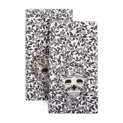 Fiesta Skull And Vine 2-pc. Kitchen Towel Set In Black