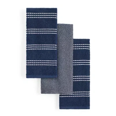 Homewear Addison Stripe 3-pc. Kitchen Towel Set In Blue