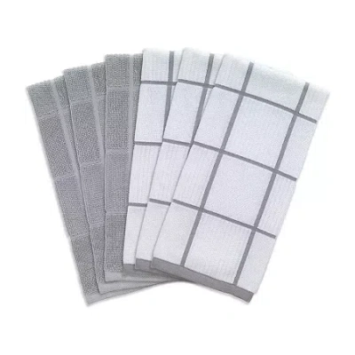 T-fal Solid & Check Parquet 6-pc. Kitchen Towel Set In Gray
