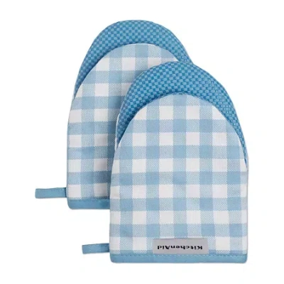 Kitchenaid Gingham Mini 2-pc. Oven Mitt Set In Blue