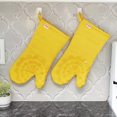 T-fal Silicone 2-pc. Oven Mitt Set In Yellow