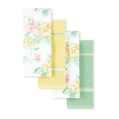 Martha Stewart Amber Floral 4-pc. Kitchen Towel Set In Pink