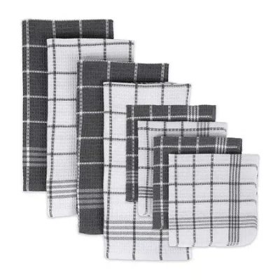 Design Imports Waffle Weave 8-pc. Towel + Dish Cloth Set In Gray