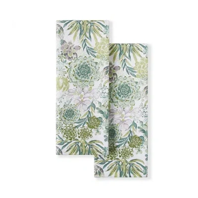 Martha Stewart Succulents 2-pc. Kitchen Towel Set In Green