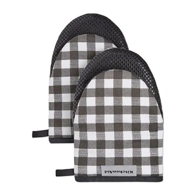 Kitchenaid Gingham Mini 2-pc. Oven Mitt Set In Black