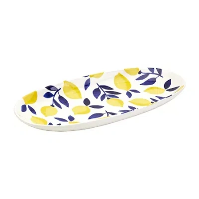 Tabletops Unlimited Lemons Oval Platter In Yellow