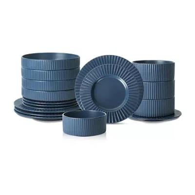Christian Siriano New York Lusso 16-pc. Stoneware Dinnerware Set In Blue