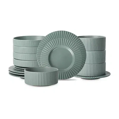 Christian Siriano New York Lusso 16-pc. Stoneware Dinnerware Set In Green