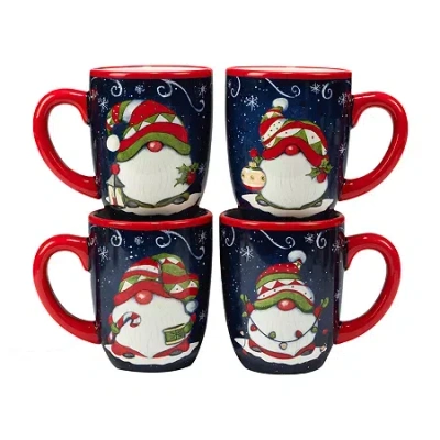 Certified International Holiday Magic Gnome 4-pc. Mug Set In Multi