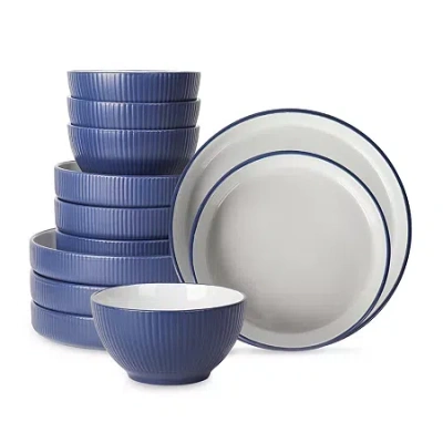 Christian Siriano New York Larosso 12-pc. Stoneware Dinnerware Set In Blue