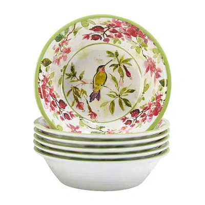 Certified International Hummingsbirds 6-pc. Melamine Soup Bowl In White