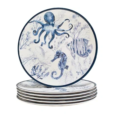 Certified International Sea Life 6-pc. Melamine Dinner Plate In Blue