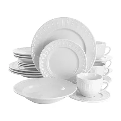 Elama Charlotte 20-pc. Porcelain Dinnerware Set In White