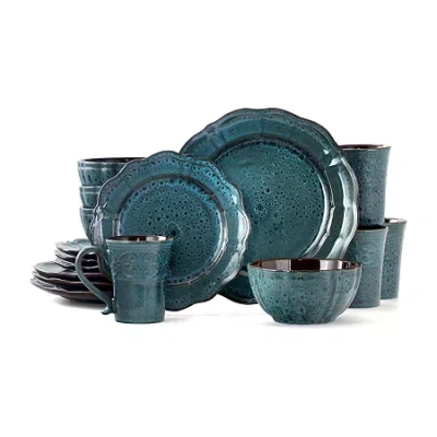 Elama Lavish 16-pc. Stoneware Dinnerware Set In Blue