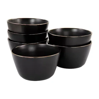 Elama Paul 6 Piece Stoneware Bowl Set In Black