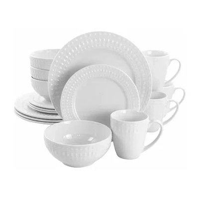 Elama Cara 16-pc. Porcelain Dinnerware Set In White
