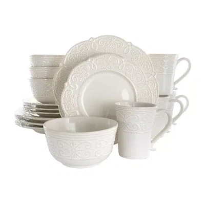 Elama Luna 16-pc. Stoneware Dinnerware Set In White