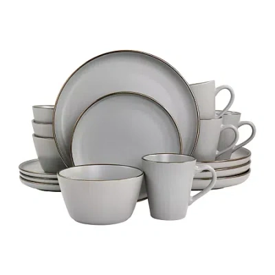 Elama Louis 16-pc. Stoneware Dinnerware Set In Gray