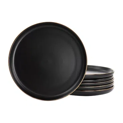 Elama Paul 6 Piece Stoneware Dinner Plate Set In Black