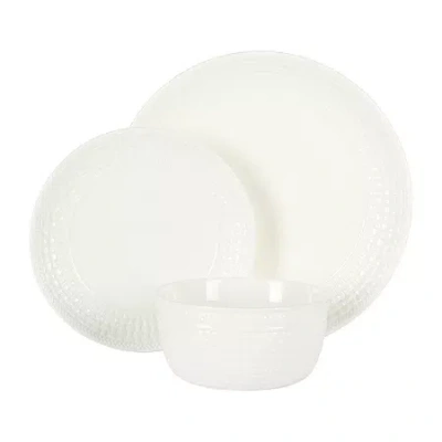 Martha Stewart Basketweave 12-pc. Ceramic Dinnerware Set In White