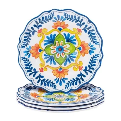 Certified International Flores 4-pc. Melamine Salad Plate In White