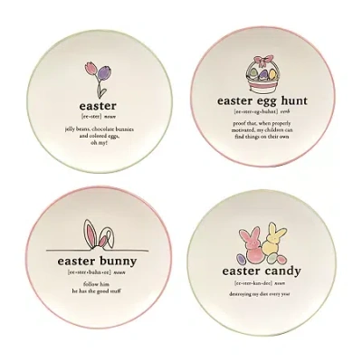 Certified International Easter Words 4-pc. Stoneware Appetizer Plate In White