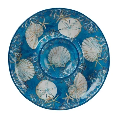Certified International Playa Shells Chip & Dip In Blue
