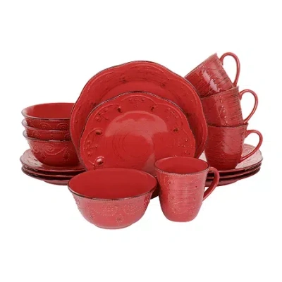 Elama Rustic 16-pc. Stoneware Dinnerware Set In Red