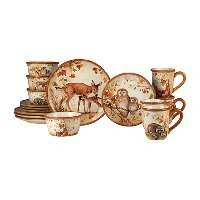Certified International Pine Forest 16-pc. Earthenware Dinnerware Set In Brown