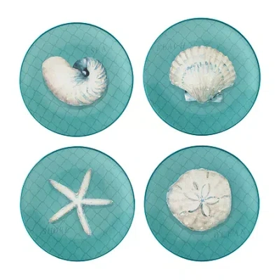 Certified International Ocean View Set Of 4 Salad Plates In Blue