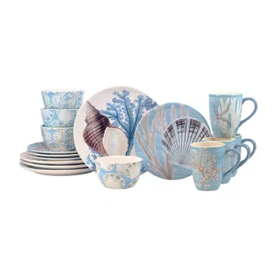 Certified International Beyond The Shore 16-pc. Earthenware Dinnerware Set In Blue