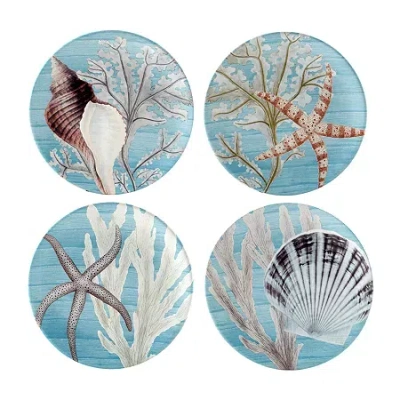 Certified International Beyond The Shore 4-pc. Earthenware Salad Plate In Blue