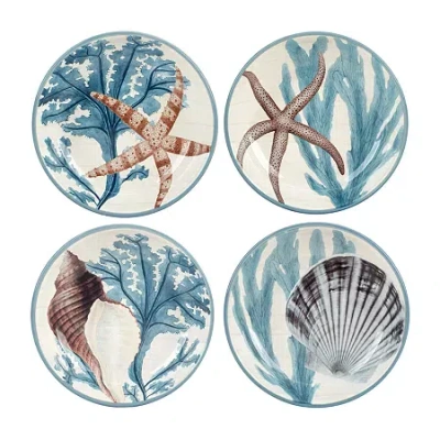 Certified International Beyond The Shore 4-pc. Earthenware Soup Bowl In Blue