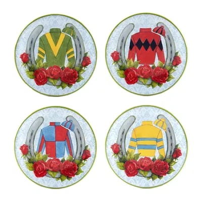 Certified International Derby Day At The Races 4-pc. Earthenware Appetizer Plate In White