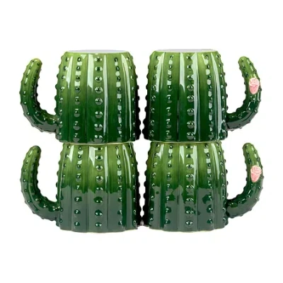 Certified International Cactus Verde 4-pc. Coffee Mug In Green