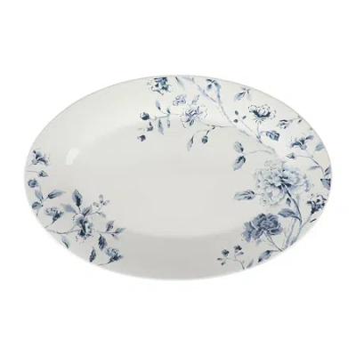 Martha Stewart Empress Bouquet 17-inch Fine Ceramic Serving Platter In Blue