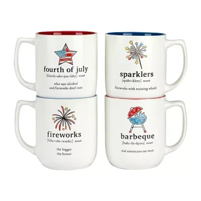 Certified International Patriotic 4-pc. Coffee Mug In Blue