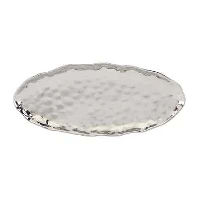 Certified International Silver Coast Porcelain Serving Platter In Silver