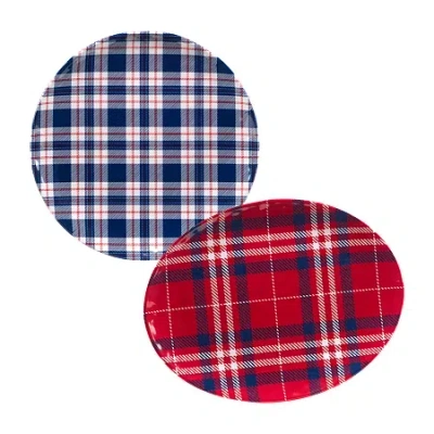 Certified International Patriotic Plaid 2-pc. Melamine Serving Platter In Red
