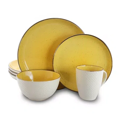 Elama Mellow-yellow 16-pc. Stoneware Dinnerware Set In Yellow